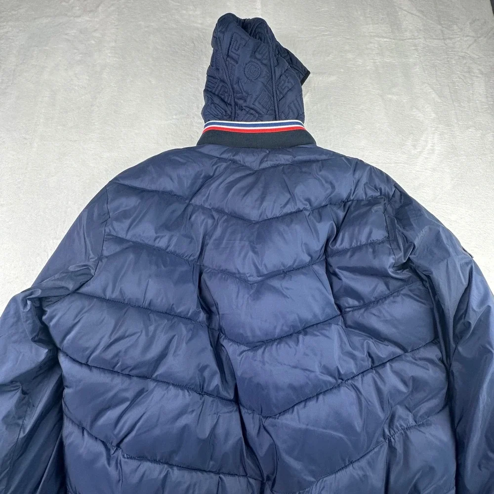 Superdry Quilted Jacket Baltic Blue Hooded Puffer Mens XXL M500086A